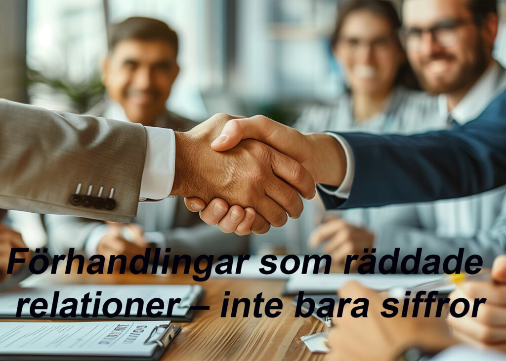 Två affärspersoner skakar hand över bord – symboliserar framgångsrika förhandlingar med nyckelleverantörer