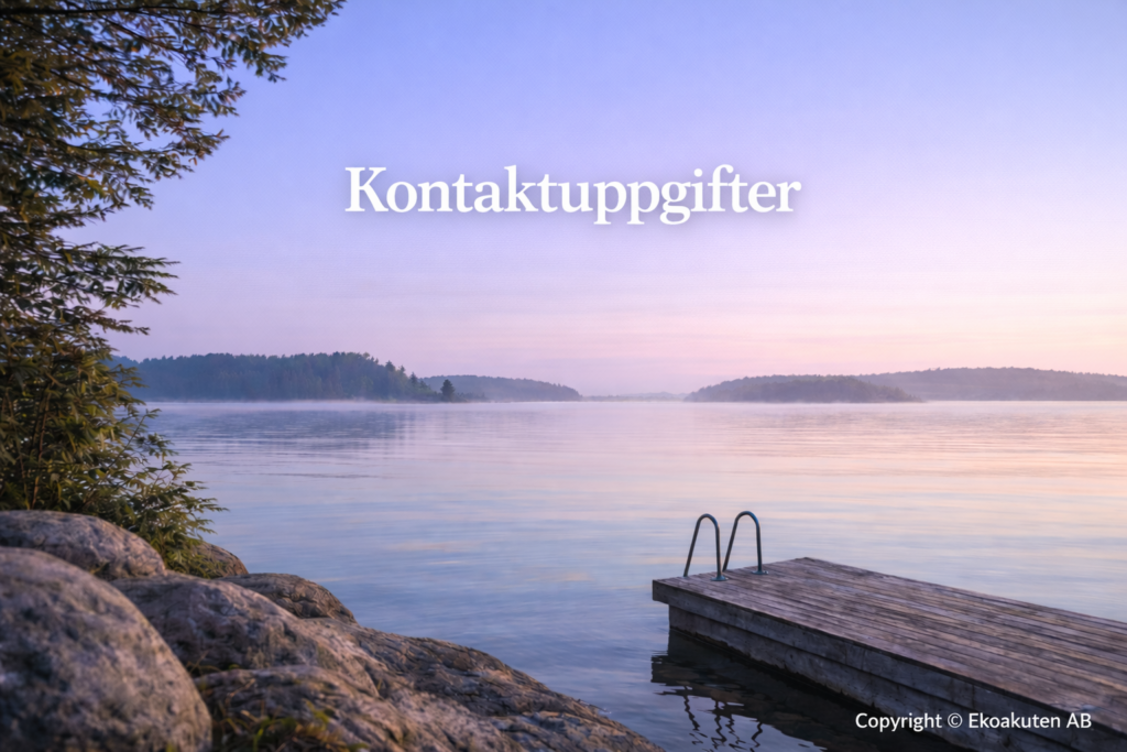 Lugn sjö med brygga som symbol för kontaktuppgifter hos Ekoakuten AB