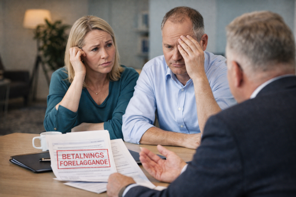 Företagare som tagit emot ett betalningsföreläggande – en vanlig situation där företag söker krisstöd hos Ekoakuten AB.