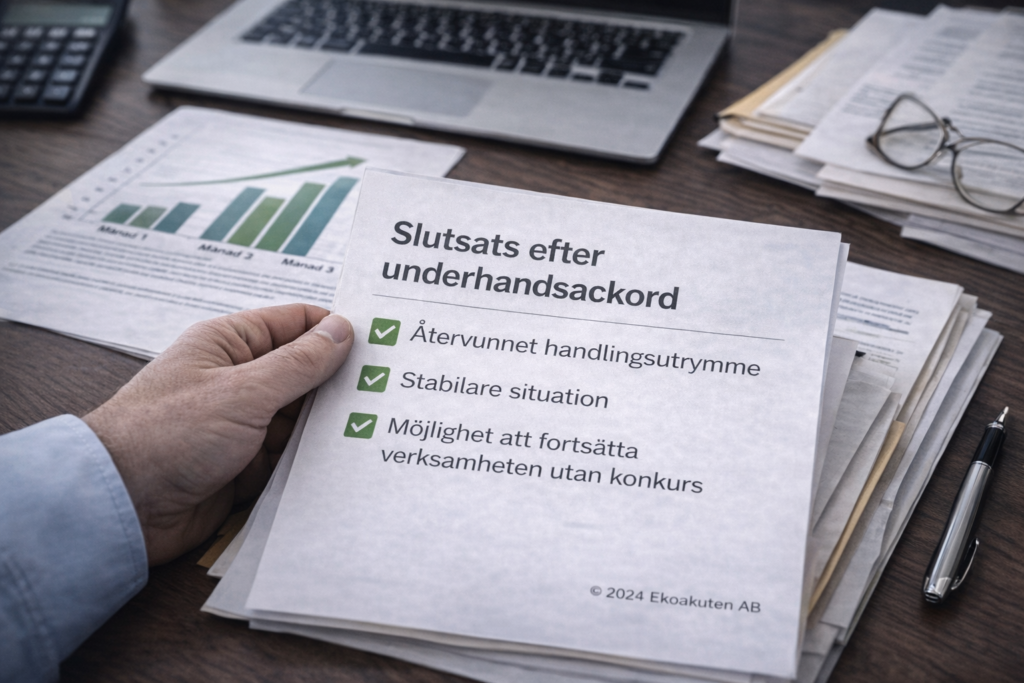 Slutsats efter underhandsackord – återvunnet handlingsutrymme, stabilare ekonomisk situation och möjlighet att fortsätta verksamheten utan konkurs