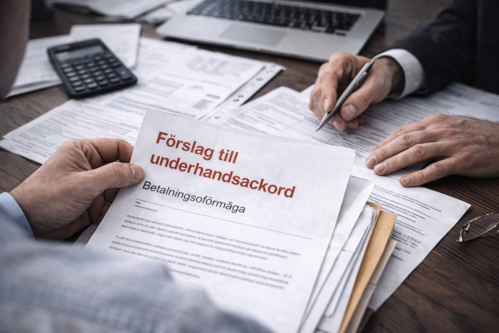 Resultat av underhandsackord – konkurs undviks, skuldbördan reduceras och verksamheten kan fortsätta i anonymiserat kundcase från Ekoakuten AB