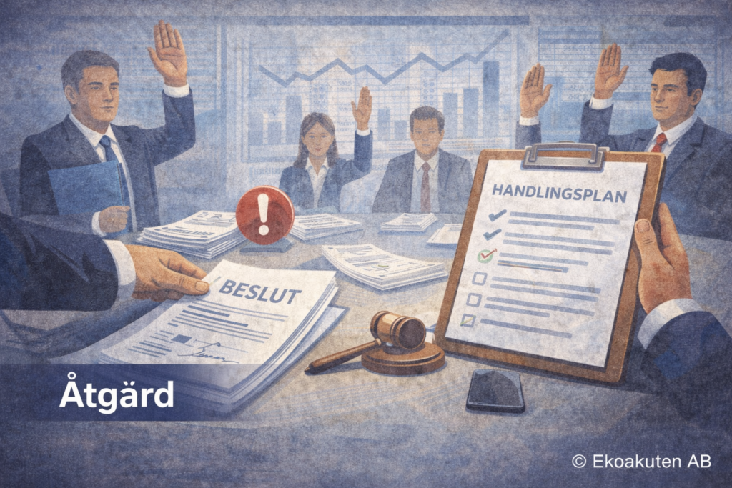 Åtgärder och beslut efter analys av kontrollbalansräkning