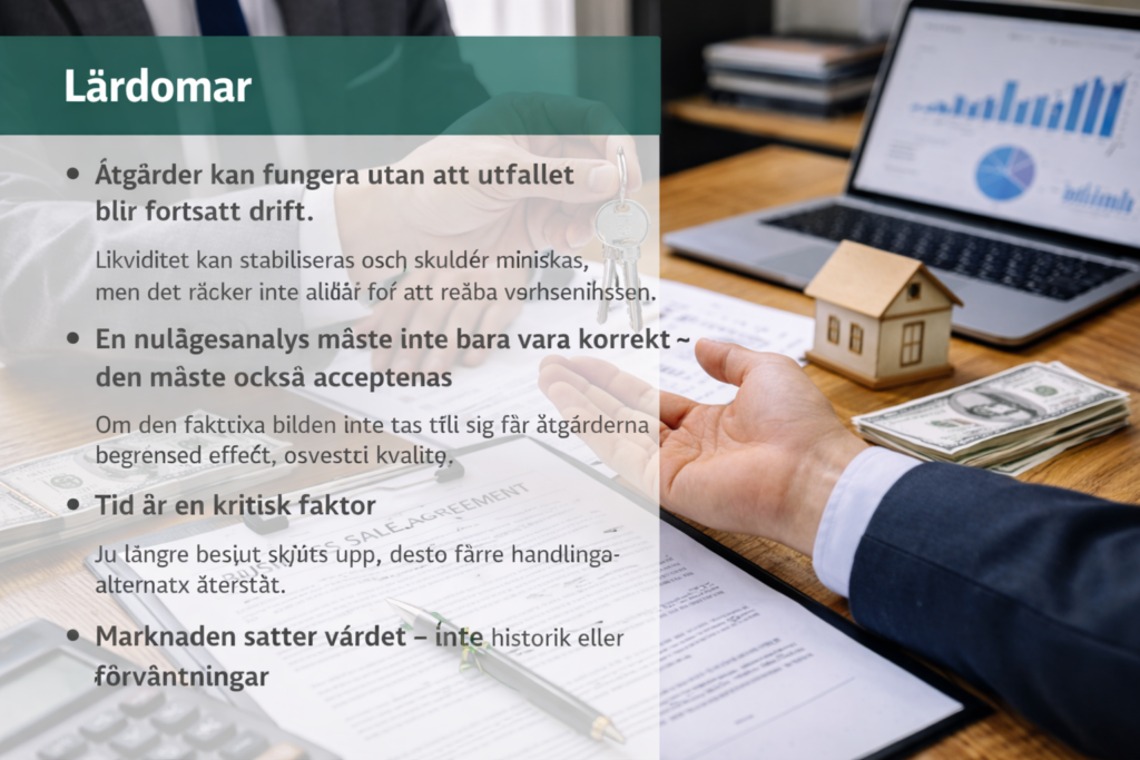 Lärdomar från företag i kris om nulägesanalys, beslut och ekonomiskt ansvar