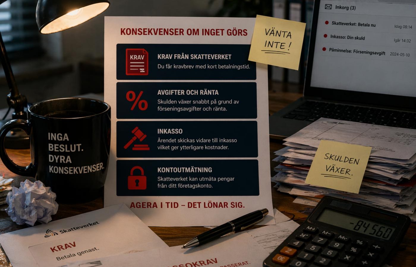 konsekvenser av obetalda skatter företag