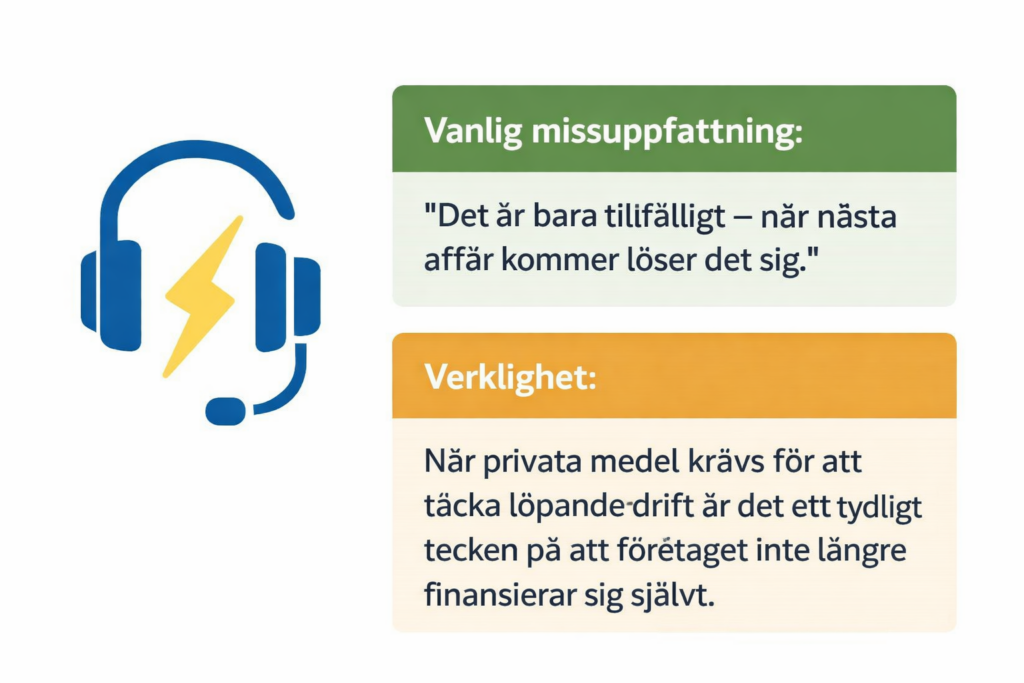 När privat ekonomi börjar bära företaget – faktaruta om vanlig missuppfattning och verklighet vid företagskris