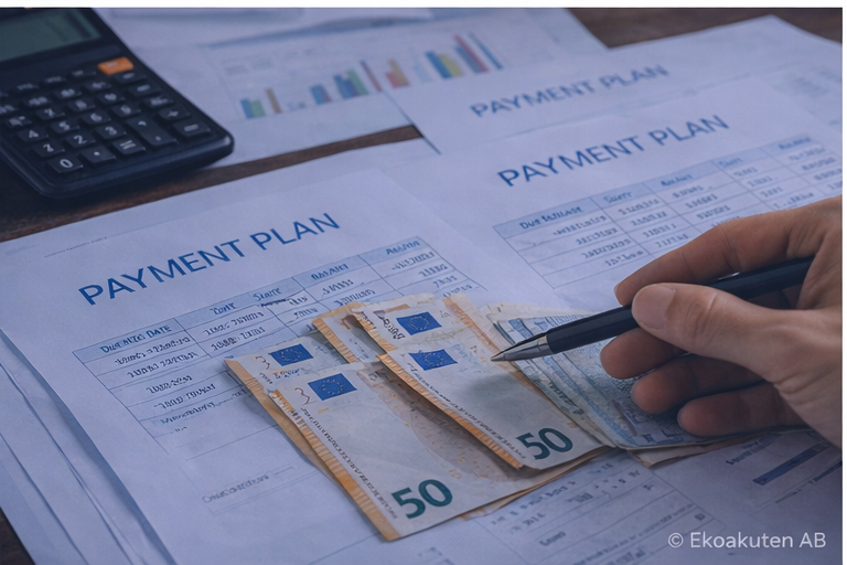 Kontanter och finansiella dokument som visar kassaflöde och likviditetsproblem i företag.