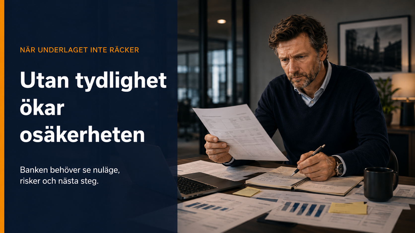 Rådgivningsmöte där företag arbetar med struktur, kontroll och underlag för att stärka bankens riskbild.