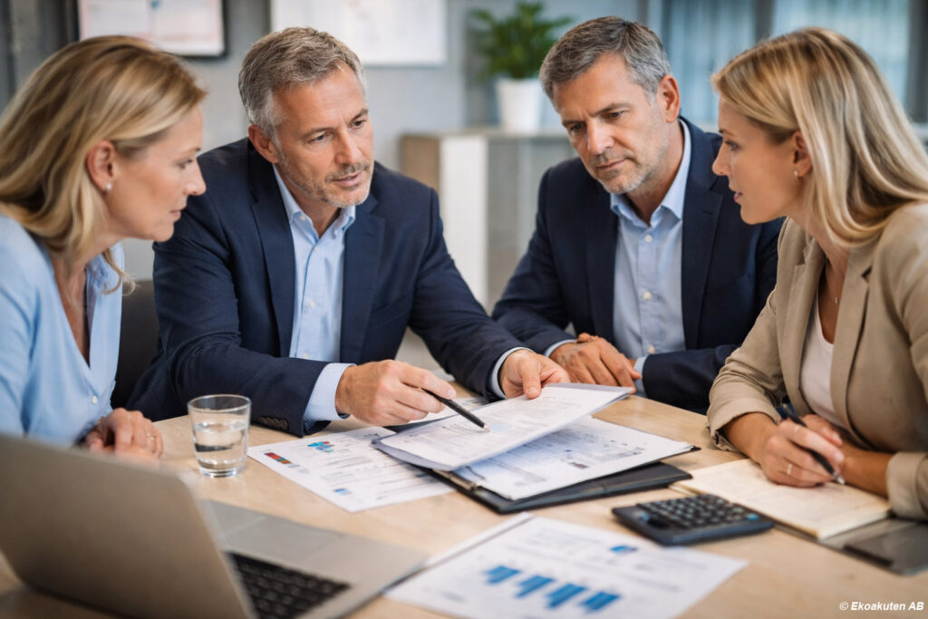 Utmätning företag – styrelse och rådgivare går igenom åtgärdsplan för att skydda likviditet och ansvar
